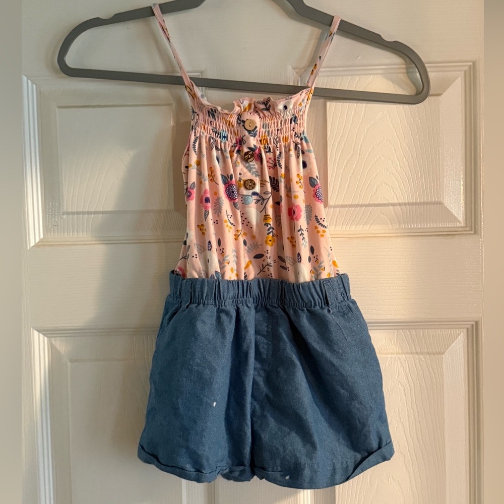 Emma & Elsa Floral Pink and Blue Kids Romper